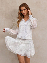 1pc Polka Dot Chiffon White Sexy & Cute Dress, Autumn/Winter